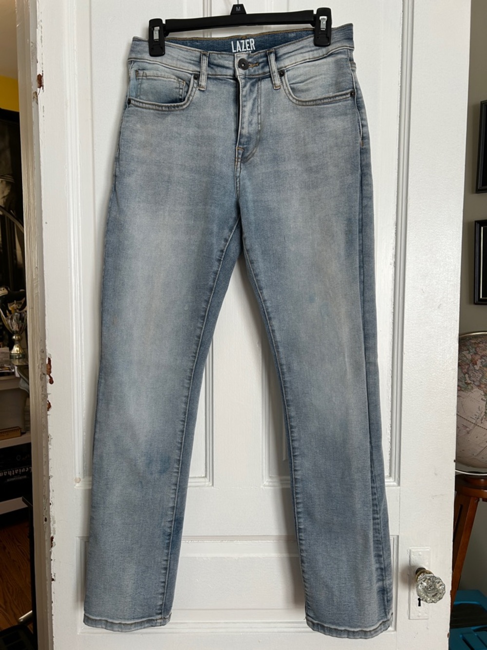 LAZER Women's Straight Leg Jeans in Light Wash Blue